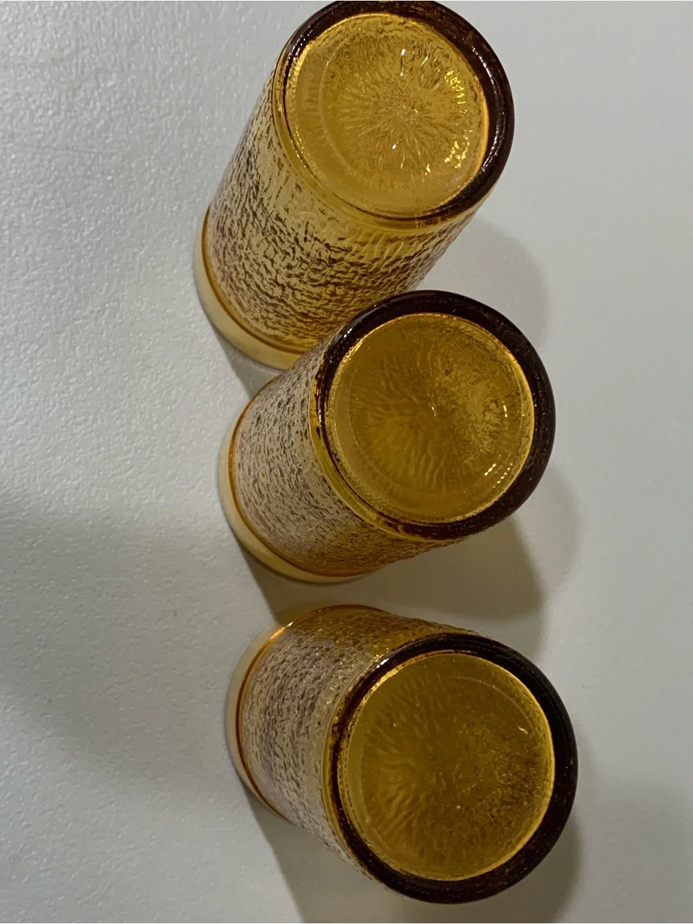 Set of 3 Textured Amber Glass Tumblers
